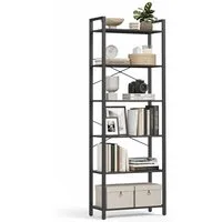 VASAGLE Bücherregal Standregal, DVD-Regal, Büroregal, Büro, Wohnzimmer, Schlafzimmer, Flur, mit 6 Ebenen, offene Ablagen, 66 x 186 x 30 cm, Industrie-Design