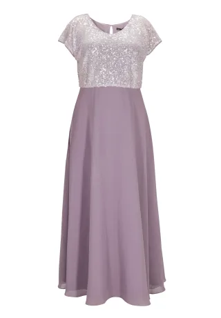 SWING - Curve / Abendkleid aus Paillette-Chiffon-Mix mauve purple - Gr. - 42