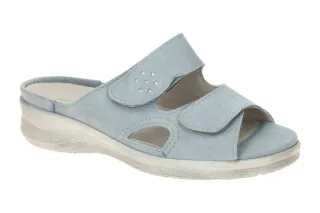 Waldl?ufer 811503 MERLE Damenschuhe Pantoletten Blau Sky/Silber bequem & leicht