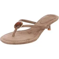 Ital-Design Damen Zehentrenner Pantolette mit Schmuckdetail und Absatz Zehentrenner (91848891) Pfennig-/Stilettoabsatz Sandalen & Sandaletten in Hellbraun