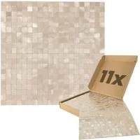 Dalsys Wandpaneel 1m² 11 Stück selbstklebend, BxL: 30.6x30.6 cm, (Aluoptik Gold / Champagne Mosaikfliesen, 11-tlg., Wandfliese) feuchtigskeitsbeständig, einfach montiert, hochwertiges Material
