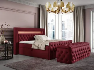 Boxspringbett Schlafzimmerbett ERNESTO Nr.3 140x200cm in Elisa Velvet Bordeau...