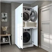 Roomart Waschmaschinenumbauschrank DORA Waschmaschinenschrank 70 cm, Soft-Close, 130 kg, in 4 Farben (Waschmaschinenschrank DORA für Trockner & Waschmaschine in 5 Farben) Soft-Close, Vollauszug, 130 kg, 2 Größen, 5 Farben, Wandbefestigung