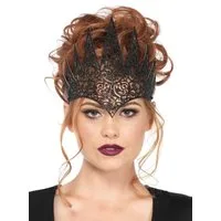 Leg Avenue Kostüm Böse Königin Krone schwarz, Faszinierender Kopfschmuck für LARP und Fantasy Kostüme