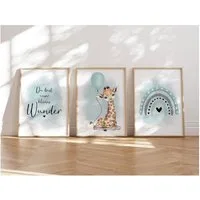 MeinBaby123® Poster Bilder Kinderzimmer, Poster Kinderzimmer Deko, Babyzimmer Deko, Spruch Wandbilder,  Boho,  Tiere