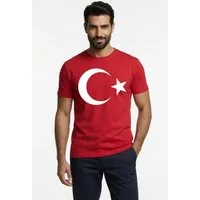Blondie & Brownie T-Shirt Türkei T-Shirt Herren Turkey Print Rundhals Fan Shirt Retro Kurzarm Herren T-Shirt Türkei Print Flagge Casual
