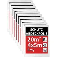 BigDean Abdeckfolie 4x5m Malerfolie Abdeckplane Malerarbeiten Malerabdeckfolie, (Set, 10-St., Abdeckfolien), Abdeckfolie, Malerfolie, 4x5m - 20qm, HDPE 6µ
