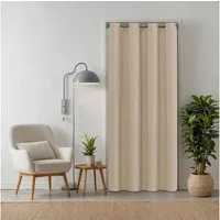 tinycurtains Türvorhang für alle gängigen Türgrößen, Thermovorhang (ohne Stange) Türgardine (1 St), Ösen, abdunkelnd, 100% Polyester, modern blickdicht beige Driftwood 195x150cm für Tür, Schrank & Fenster