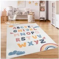 KADIMA DESIGN Kinderteppich waschmaschinenwaschbar Alphabet Kinderzimmer Kinderteppich, Läufer, Höhe: 12 mm, Florhöhe: 8 mm, 100% Polyester, Rechteckig, 80x150cm, Mehrfarbig