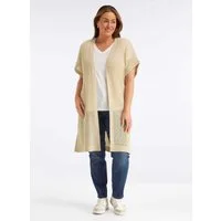 Sheego Strickweste Long-Strickweste Kurzarm