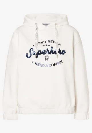 MORE & MORE - Hoodie mit Schriften weiß - Gr. - 46