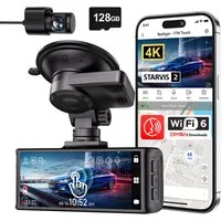 REDTIGER 4K+1080P Duale Autokamera mit 170° Weitwinkel, WDR Nachtsicht, GPS Dashcam (WLAN (Wi-Fi), Parküberwachung & 128GB-Karte inklusive)