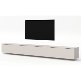 AX Living Lowboard, Beige, Kunststoff, Teilmassiv,Kiefer, Uni, Rechteckig, 300x34x32 cm, Hergestellt in Europa, FSC Mix, Reach, Pefc, Made in EU, Wohnzimmer, Wohnwände, Lowboards, Lowboards hängend