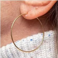 GOLDEN Paar Ohrhänger 18K Gold Creolen, Große & Dünne Goldohrringe für Damen, 30–60 mm