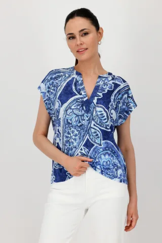 monari - T-Shirt mit Paisley-Muster navy blue gemustert - Gr. - 38