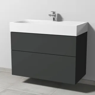 Sanipa 3way Waschtischunterbau zu Kaldewei Silenio Waschtisch mit 2 Auszügen, Graphit-Matt SP4561B