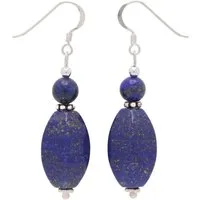 Schmuck Krone Paar Ohrhänger Ohrhänger aus Lapis-Lazuli & 925 Silber, Silber 925