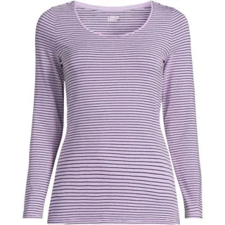 Baumwolle/Modal-Shirt mit Ballett-Ausschnitt für Damen in Petite-Größe, Damen, size: petite, Blau, Baumwolle Modal, by Lands' End