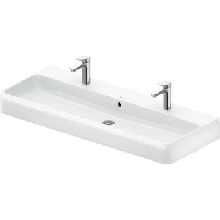 Duravit Collection One Doppel-Waschtisch 2382120024 120x47cm, mit 2 Hahnlöcher, Überlauf, Hahnlochbank, weiß Hochglanz