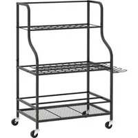 Outsunny Gartengerätehalter mit Haken, (bis 38 Zoll, Gartenwerkzeug-Organizer, 1-tlg., 3-stufig Gartengeräte Ständer, bis 40 kg belast, für Garage, Schuppen, 77 x 40 x 97cm Schwarz)