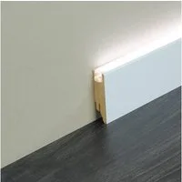 Kosche Deckenleiste LED-Sockelleiste MDF weiß 19 x 70 x 2500 mm, MDF