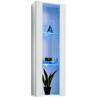 ASM-Moebel Hängevitrine Hängevitrine Glasvitrine FLY II Hochglanz Led Push-Click 12 Varianten Hochglanzfronten Led Beleuchtung und Push-Click System