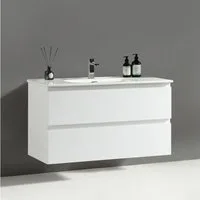 Alpenberger Badmöbel-Set Badezimmermöbel Badezimmer Schrank, (Möbel Farbe Weiß, 2 Waschbeckenunterschrank Schubladen), Waschtisch mit Unterschrank 100 cm Breit