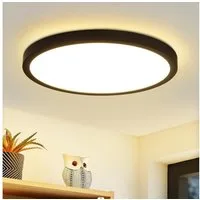 Nettlife LED Panel Deckenleuchte 23cm Rund 12W Ultradünne Deckenlampe Schwarz Modern, LED fest integriert, Warmweiß, für Wohnzimmer Schlafzimmer Esszimmer
