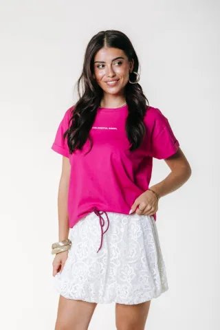 Colourful Rebel - Uni Logo Boxy Tee dark fuchsia - Gr. - XS
