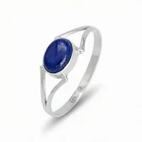 mantraroma Silberring TEKILI oval aus 925 Silber mit Lapis Lazuli (Ring mit Schmuckbeutel), Damenring aus 925er Silber