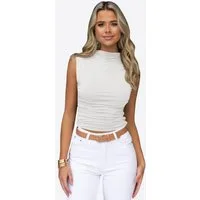 Imily Bela Tanktop Damen ärmellos hoher drapiert Ausschnitt Mock Neck Slim Fit Cropped (Packung, 1-tlg., 1per-Pack) in Unifarbe