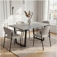 Jiexi Essgruppe Essgruppe 110x70cm MDF-Platte fix Tisch mit Cord-Polsterstühlen