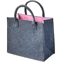 Kobolo Einkaufsshopper Filztasche außen grau meliert innen rosa 35x20x30, 20 l