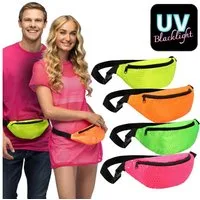 Boland Kostüm Bauchtasche 'Sequins', 4 Neon Farben sortiert UV
