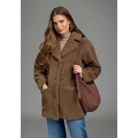 Laura Scott Kurzmantel Fellimitatmantel aus flauschigem Teddy Fleece