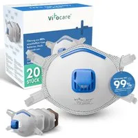 Vitocare Staubfilter FFP3 Maske mit Ventil, Atemschutzmaske CE, 5/10/20 Stk., FFP3 Atemschutzmaske mit Ventil