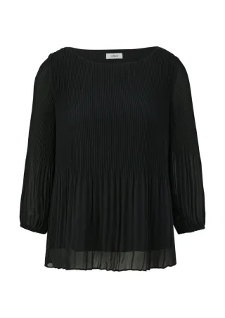 s.Oliver BLACK LABEL - Chiffonbluse mit 3/4-Arm schwarz - Gr. - 42