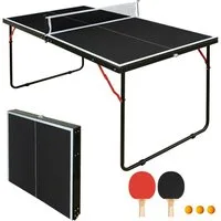 BBWL Tischtennisplatte 137,2 cm MDF inkl. Netz, 2 Schläger & 3 Bälle, Kompakter klappbarer Tischtennistisch für Indoor & Outdoor Spiele