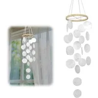 FELIXLEO Windspiel Muschel Windspiel Boho Deko Traumfänger Für Garten Terrasse Weiß (1 St)