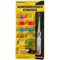 RACEL Kfz-Sicherungshalter KFZ Mini Flachsicherungen 10x Set mit Prüflampe Sicherungstester Auto, (Set, 1-St), Mit Prüflampe & Set