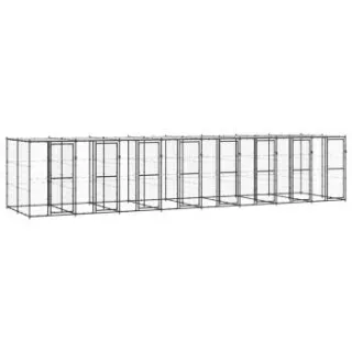 VidaXL Outdoor-Hundezwinger Stahl mit Dach schwarz 8,8 m, 2,2 m, 1,8 m