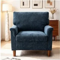 Vipbear Loungesessel Chenille-Sessel mit Massivholzrahmen, 150kg Belastbar (1-St), 82x81x88cm, blau