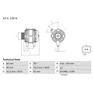 Bosch Lichtmaschine 120A Citroen Peugeot 0986083840