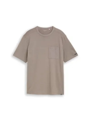 Tom Tailor - T-Shirt mit Brusttasche driftwood taupe - Gr. - XL