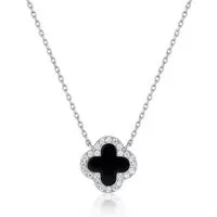 ROUGEMONT Silberkette Kleeblatt Glücksbringer Clover Damen Halskette 925 sterling Silber, Echtschmuck