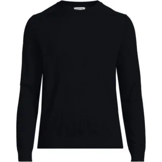 Merino-Rundhalspullover für Herren, Herren, size: regular, Rot, Wolle, by Lands' End
