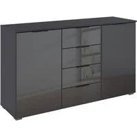 OTTO home Kombikommode Sideboard Kombikommode Schubladenkommode AGORDO mit Glasfront (in zwei Griff-Farben, Breite 120 cm), vier große Schubladen, mit insgesamt 4 Einlegeböden MADE IN GERMANY