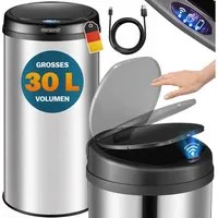 monzana Mülleimer, 30 L Automatik Sensor Mülleimer LED Display Müllbehälter berührungslos