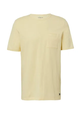 s.Oliver Red Label - Flammgarn-T-Shirt mit Brusttasche und offenen Kanten gelb - Gr. - XL