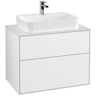 Villeroy und Boch Finion Waschtischunterschrank F34100GF 80x60,3cm, Abdeckplatte white matt, Glossy white lacquer
